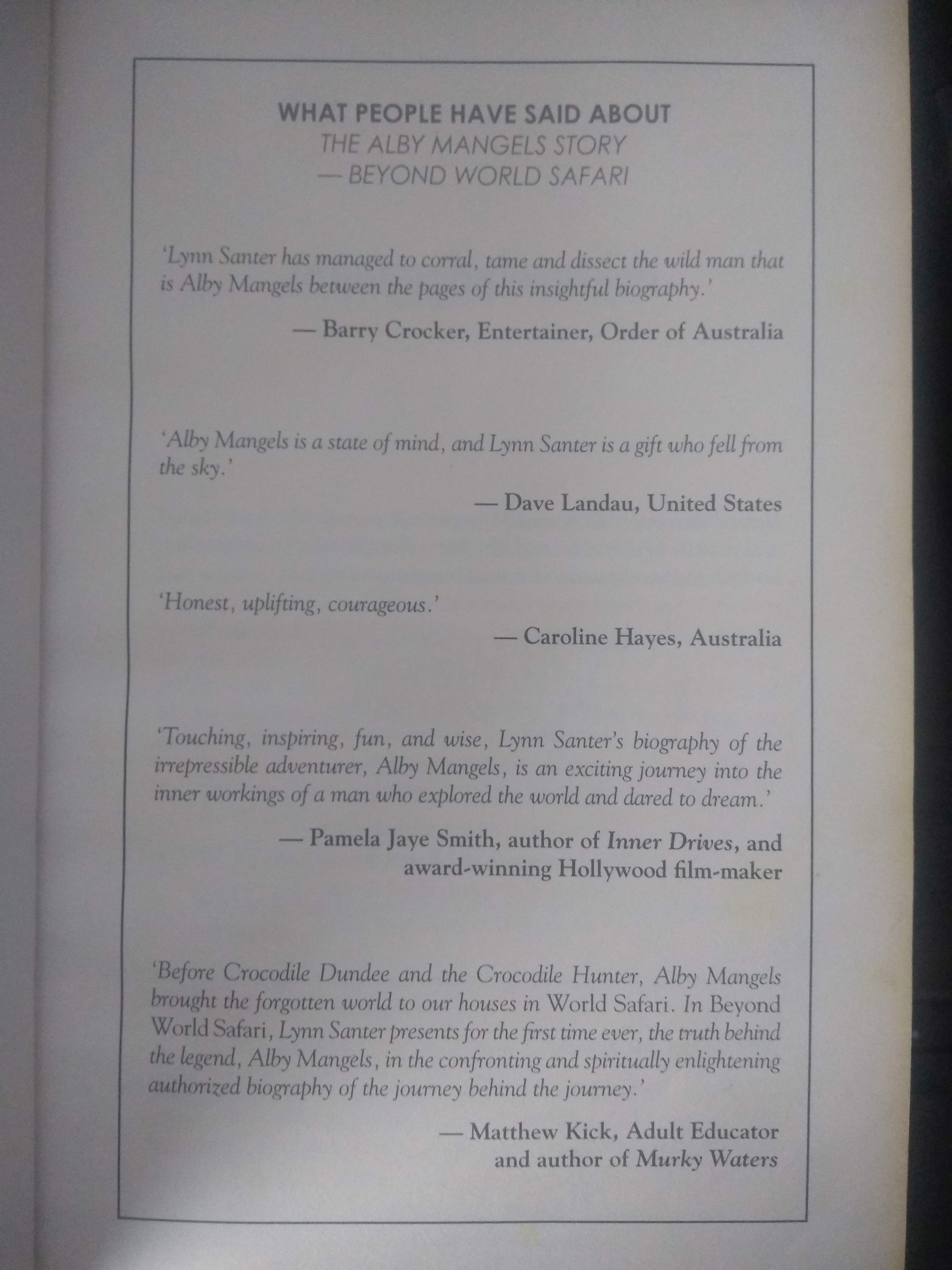 Alby Book What people Have Said