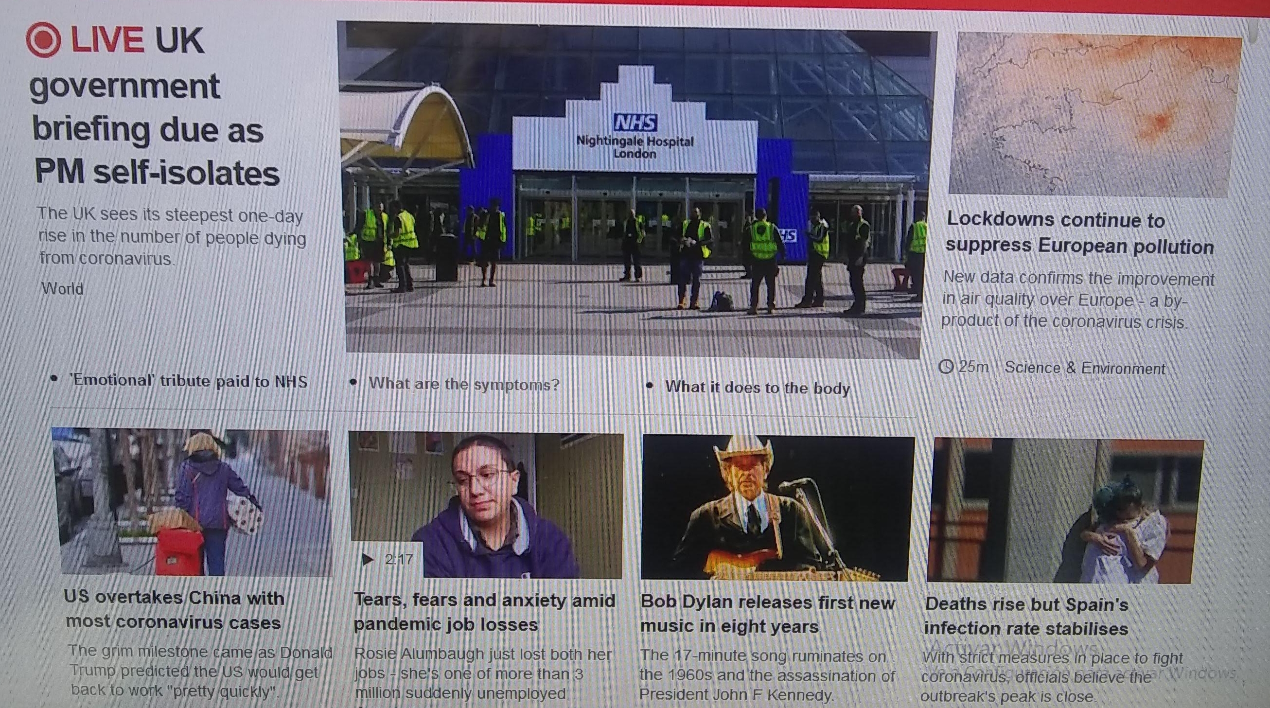 BBC news homepage Bob Dylan